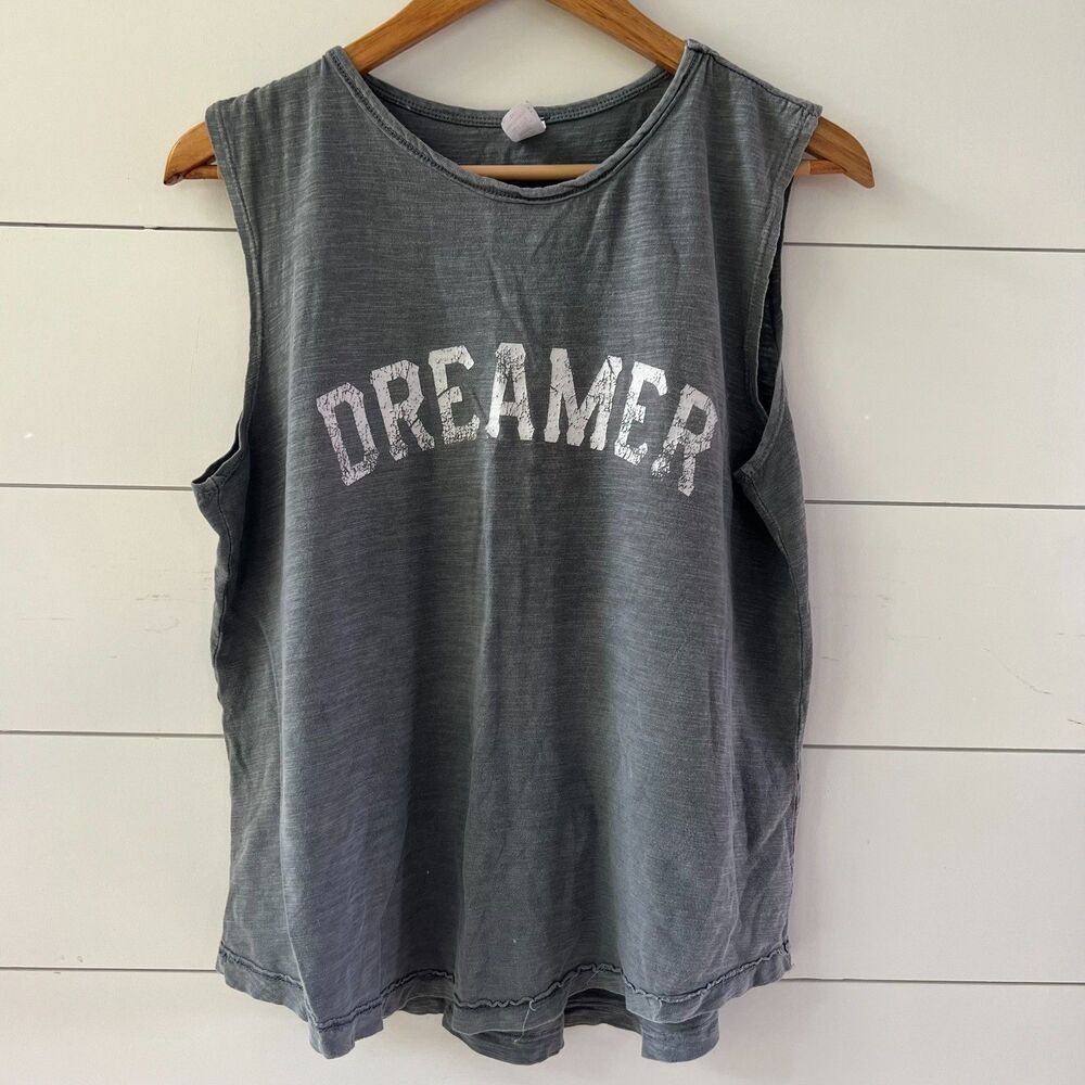 DREAMER Muscle Tee 100% Cotton Gray Women's Medium
